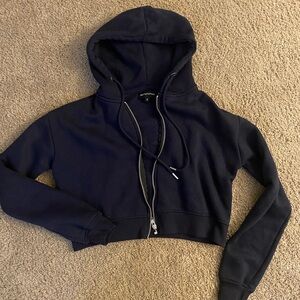 Dark blue cropped zip up sweater